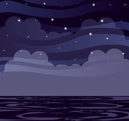 seascape scene night with stars
