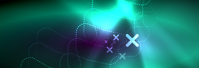 Glowing neon abstract lines, techno futuristic template