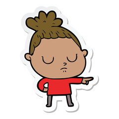 sticker of a cartoon calm woman
