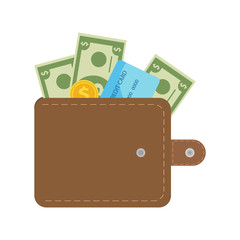 Money wallet icon. Vector illustration in a flat style.