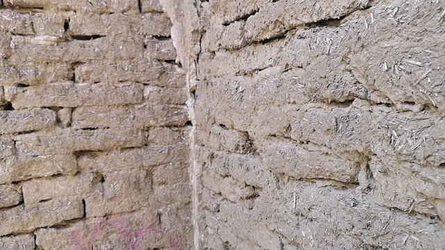 Close-up of ancient stone walls in the abandoned ghost village of Cyprus, Ayios Sozomenos in Nicosia