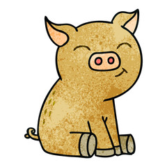 quirky hand drawn cartoon pig