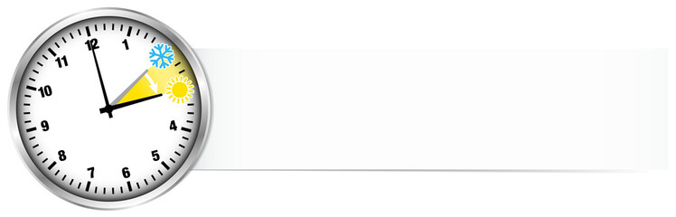 Banner Gedrehte Uhr Sommerzeit Zahlen Symbole Silber