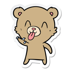 sticker of a rude cartoon bear