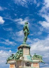 Fototapeta na wymiar The statue of Michelangelo David at Piazzale Michelangelo (Michelangelo Square) in Florence, Italy