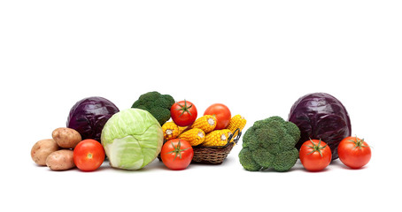 fresh ripe vegetables isolated on a white background