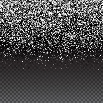 Vector falling sparkle silver glitter texture. Shining particles border on  transparent background Stock Vector | Adobe Stock