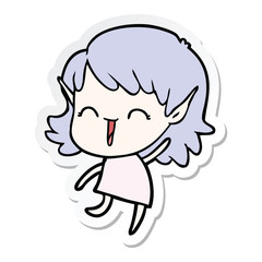 sticker of a cartoon elf girl