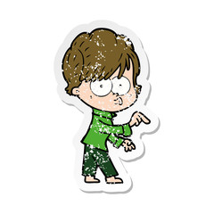 distressed sticker of a cartoon woman