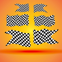 Racing background with set collection of six checkered flags vector racing illustration