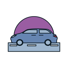 car sedan in road isolated icon