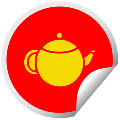circular peeling sticker cartoon red tea pot