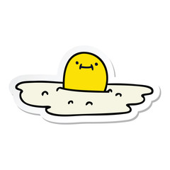 sticker of a quirky hand drawn cartoon fried egg