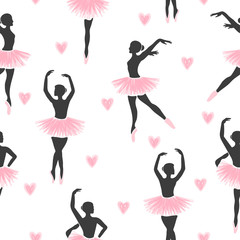 Seamless dancing ballerinas pattern. Vector illustration. © Afanasia