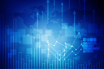 2d rendering Stock market online business concept. business Graph 