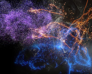 colorful smoke on dark background