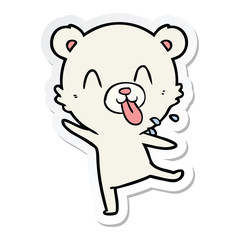 Obraz premium sticker of a rude cartoon polar bear sticking out tongue