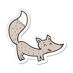 sticker of a cartoon little wolf