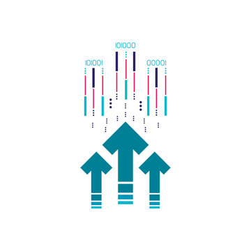 arrows up with code binary
