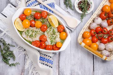 Baked sea fish fillet