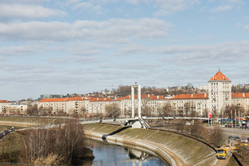 Obraz premium Panorama of the river and town of Kaunas from bridge