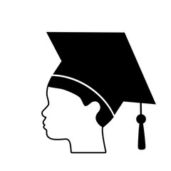 Graduate guy in square hat or hat with tassel. Flat vector illustration icon isolated