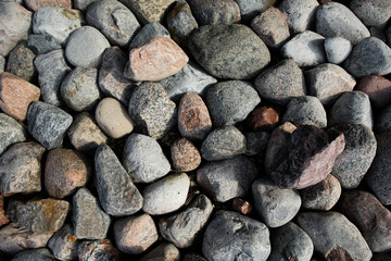 Round cubic stone road close up
