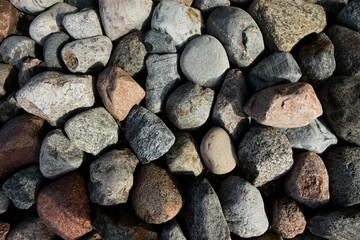 Round cubic stone road close up