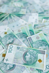 Lots of polish currency money zloty