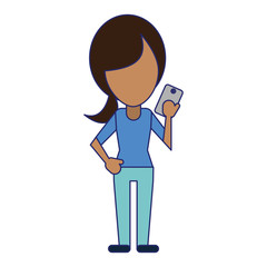 Woman with smartphone avatar cartoon