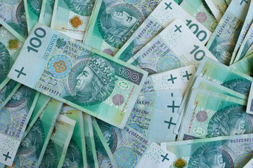 Lots of polish currency money zloty