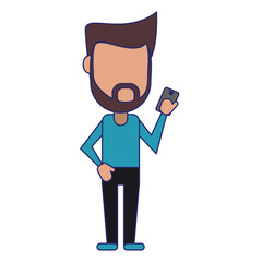 man using smartphone avatar cartoon