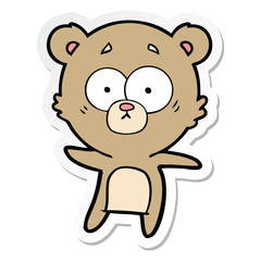 sticker of a anxious bear cartoon