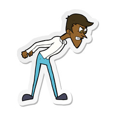 sticker of a cartoon angry man