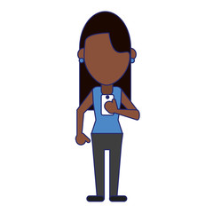 Woman with smartphone avatar cartoon