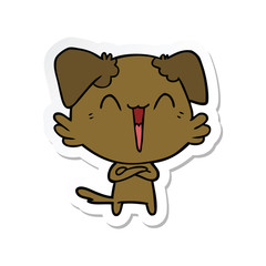 sticker of a happy little dog cartoon