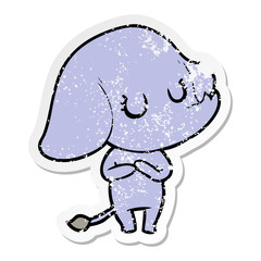 distressed sticker of a cute cartoon elephant