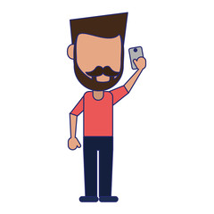 man using smartphone avatar cartoon