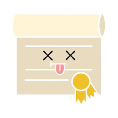flat color retro cartoon certificate