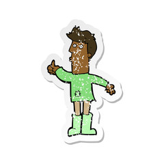 retro distressed sticker of a cartoon poor man