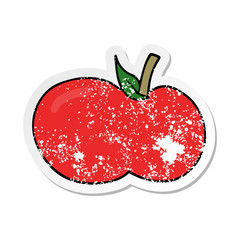 distressed sticker of a cartoon apple