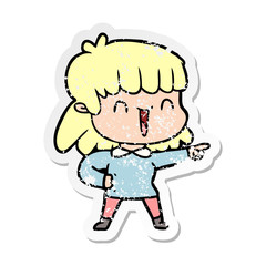 Obraz premium distressed sticker of a cartoon woman
