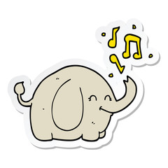 sticker of a cartoon trumpeting elephant