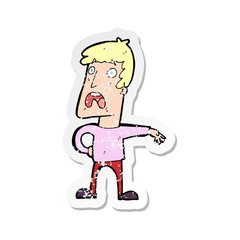 retro distressed sticker of a cartoon complaining man