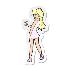 sticker of a cartoon woman posing in dress