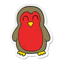 sticker of a cartoon christmas robin