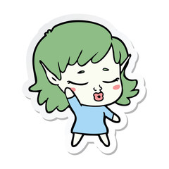 sticker of a pretty cartoon elf girl