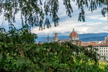 Panaromic view of Florence townscape cityscape viewed from Piazzale Michelangelo (Michelangelo...