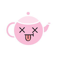 flat color retro cartoon teapot