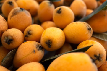 loquat stacked on the marketplace